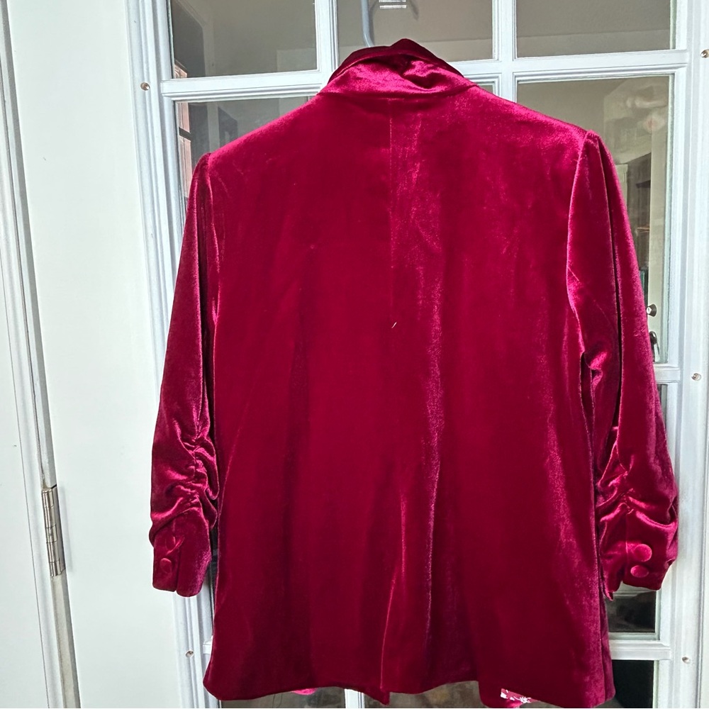 Skies Are Blue Deep Red Velvet Blazer - Picture 6 of 12